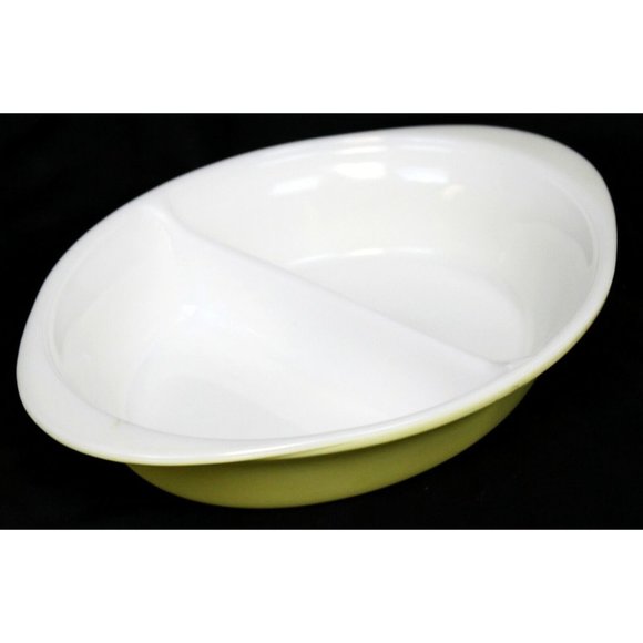 VTG 1950s Yellow Glasbake Divided Dish - Serving Entertaining Pot Luck - Picture 3 of 7